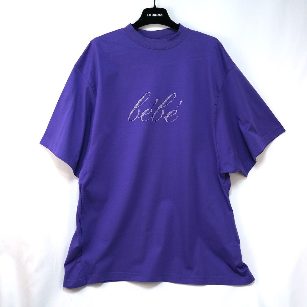 バレンシアガ フロント ラインストーン Tシャツ パープル サイズ2 175|96 A 681314 TLVH 4 ♥