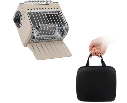 ヒーター ミニカセットヒーター オーブンキューブ キャンプアウトドアストーブ ステンレス製 収納袋付き ポータブル ハンドル付き 小型軽量 防寒 暖炉 冬用暖房器具 ブラック カーキ