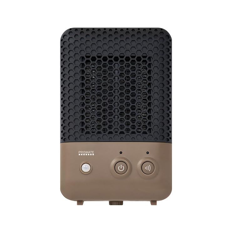 【新品】PRISMATE プリズメイト 人感センサー付 セラミックファンヒーター PR-WA023 (キャメル) 転倒時自動オフ コンパクト 活性炭フィルター ヒートショック対策