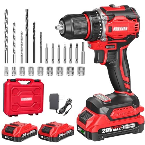 Alloyman 電動ドライバー 電動ドリル 最大60 N m からプロまで対応 ブラシレスモーター 2 0 Ahバッテリー 付き 21段階トルク調節 無断変速 充電式ドリルドライバー コードレス 軽量 安全ロック 高輝度LEDライト 正逆転切替