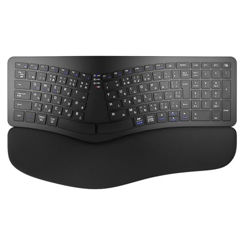 Ewin エルゴノミクス キーボード Bluetooth JIS配列 疲れにくい 2.4 G Bluetooth両対応 ワイヤレスキーボード 無線 テンキー付き フルサイズ 左右分離型 人間工学 Windows Mac iOS Android ブラック