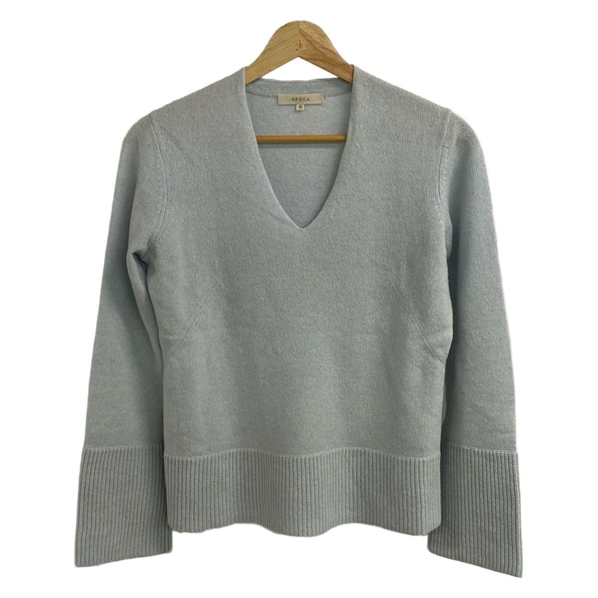 EPOCA★フリンジ付きグレー長袖ニットセーター★40 EPOCA(エポカ) 長袖セーター サイズ40 M レディース - ライトブルー V