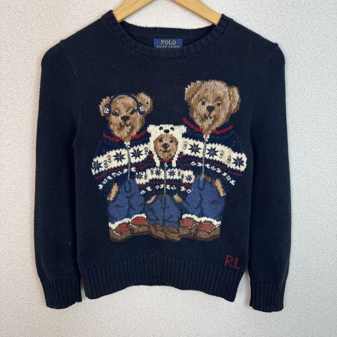POLO RALPH LAUREN ポロラルフローレン ニット セーター ポロベア ネイビー Sサイズ 子供服 古着 アメカジ ストリート POLO RALPH LAUREN ポロラルフローレン ニット セーター ポロベア