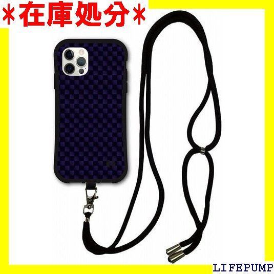 スマホショルダー付 iPhone 15 ケース スマホケース i coronケース アイフォン15 カバー 耐衝撃 保護 TPUケース スマホカバー チェッカー パープル かわいい 1272