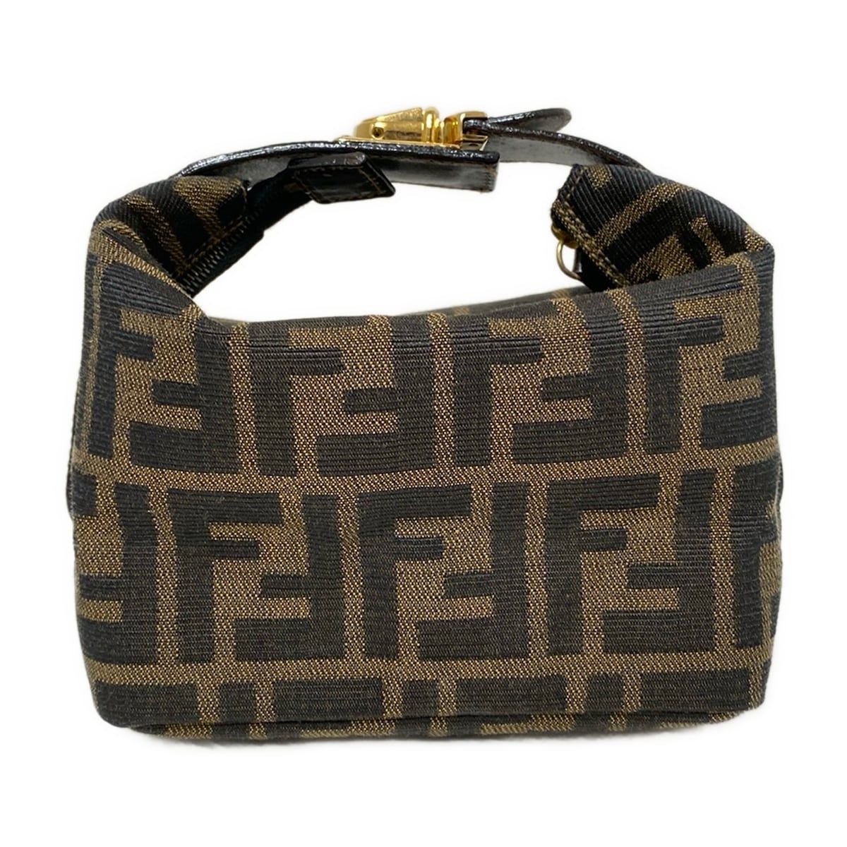 FENDI(フェンディ) ポーチ ズッカ柄 26360 ブラウン×黒 レザー - メルカリ