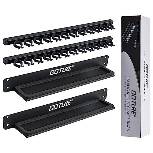 Goture ロッドスタンド 釣り 壁掛け ロッドホルダー 竿立て 最大24本収納 耐荷重10-20 kg 縦置き式 釣り竿収納 省スペース 竿たて ブラック