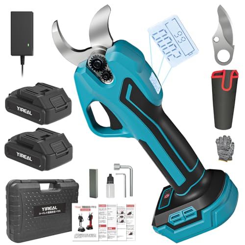 電動バサミ 電動剪定バサミ 電動ばさみ 剪定バサミ 18 V切断径32 mmのコードレス充電式剪定バサミ 2段階開き角度調節可 マキタ18 V互換 4000 mAh大容量バッテリー付き PSE認証取得済み 切断回数と残量表示ディスプレー ブラシレスモーター搭載