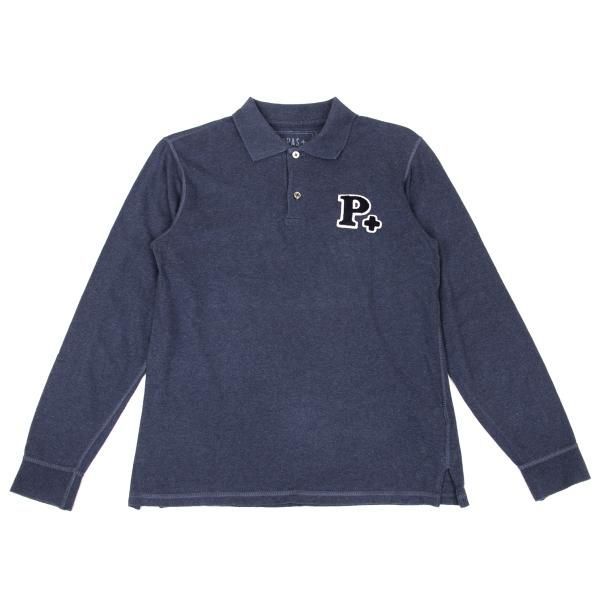 パパスプラスPapas+ コットンロゴワッペン長袖ポロシャツ 青S - メルカリ