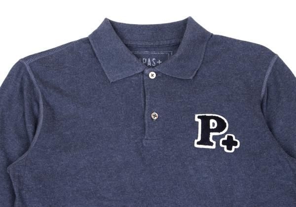 パパスプラスPapas+ コットンロゴワッペン長袖ポロシャツ 青S - メルカリ