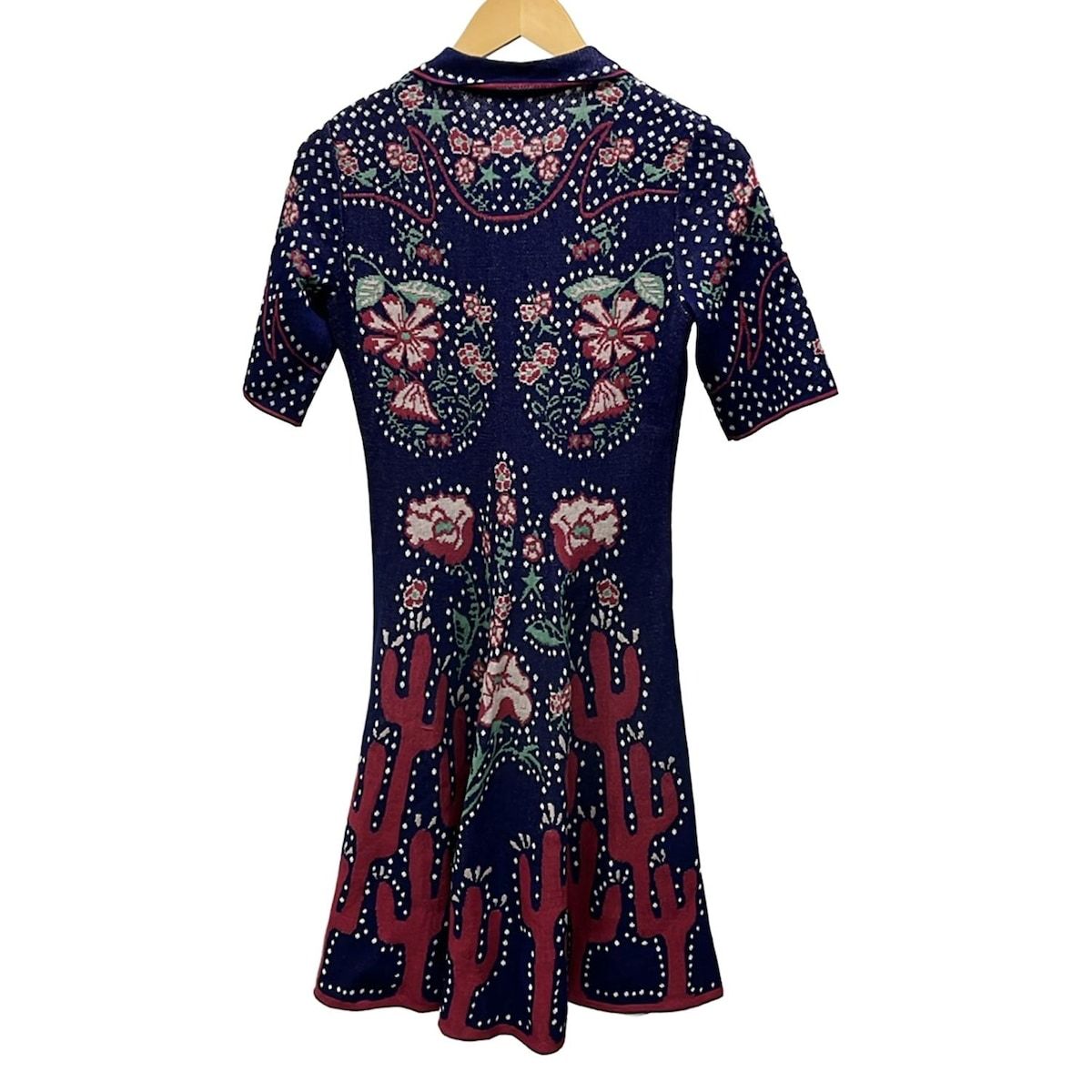 MISSONI ミッソーニ ワンピース サイズ40 M レディース - ネイビー×白×マルチ 半袖 ひざ丈 花柄