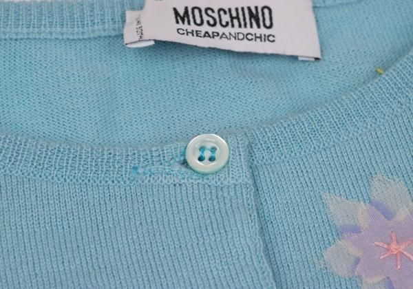 MOSCHINO CHEAPANDCHIC 花モチーフカーディガン MOSCHINO 1990's Crochet and Embroidered Knit Cardigan (XS-S) - Emerieu