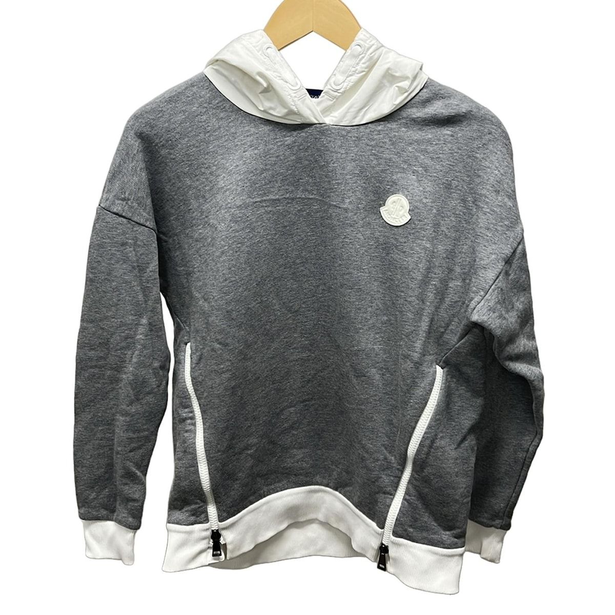 MONCLER モンクレール パーカー サイズ14 XL レディース MAGLIA グレー×白 長袖 プルオーバー