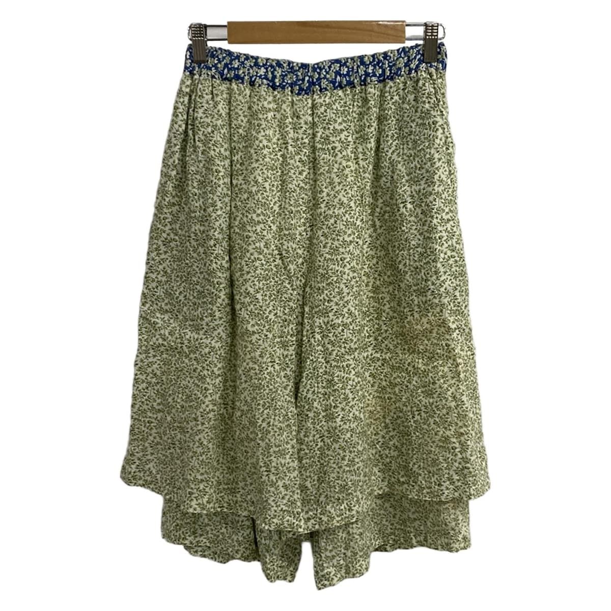 VlasBlomme ブラスブラム パンツ サイズF レディース グリーン アイボリー マルチ クロップド 半端丈 花柄 ウエストゴム