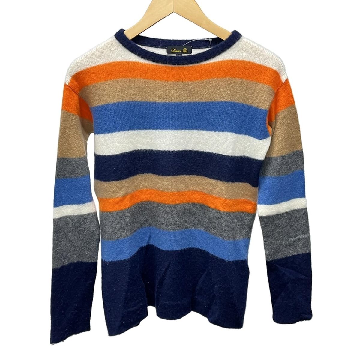 Drawer ドゥロワー 長袖セーター サイズ1 S レディース ネイビー ブルーグレー マルチ クルーネック ボーダー