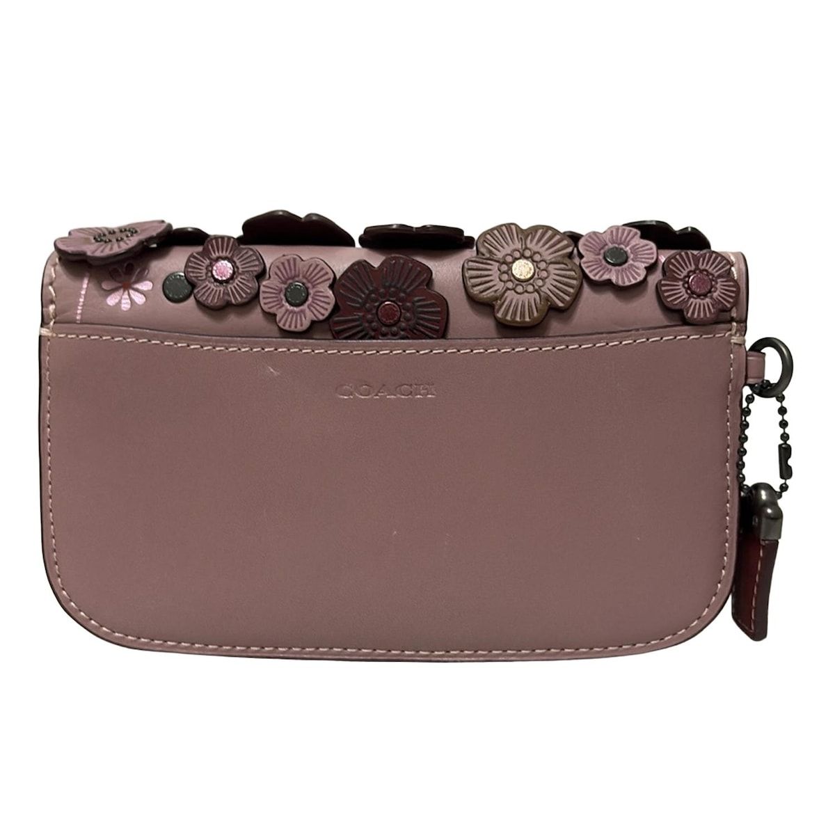 COACH コーチ 財布 - 23536 ピンクベージュ×ボルドー×黒 ショルダーウォレット フラワー 花 レザー