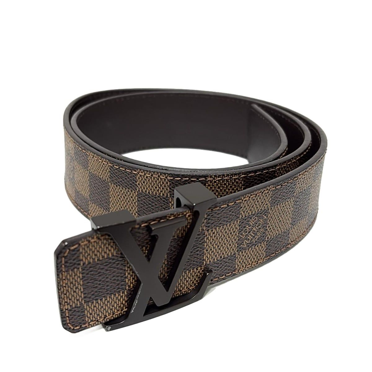 LOUIS VUITTON ルイヴィトン ベルト ダミエ 85|34 サンチュール LV イニシアル 40 MM ダミエ” M 9807 ダークブラウン×ライトブラウン