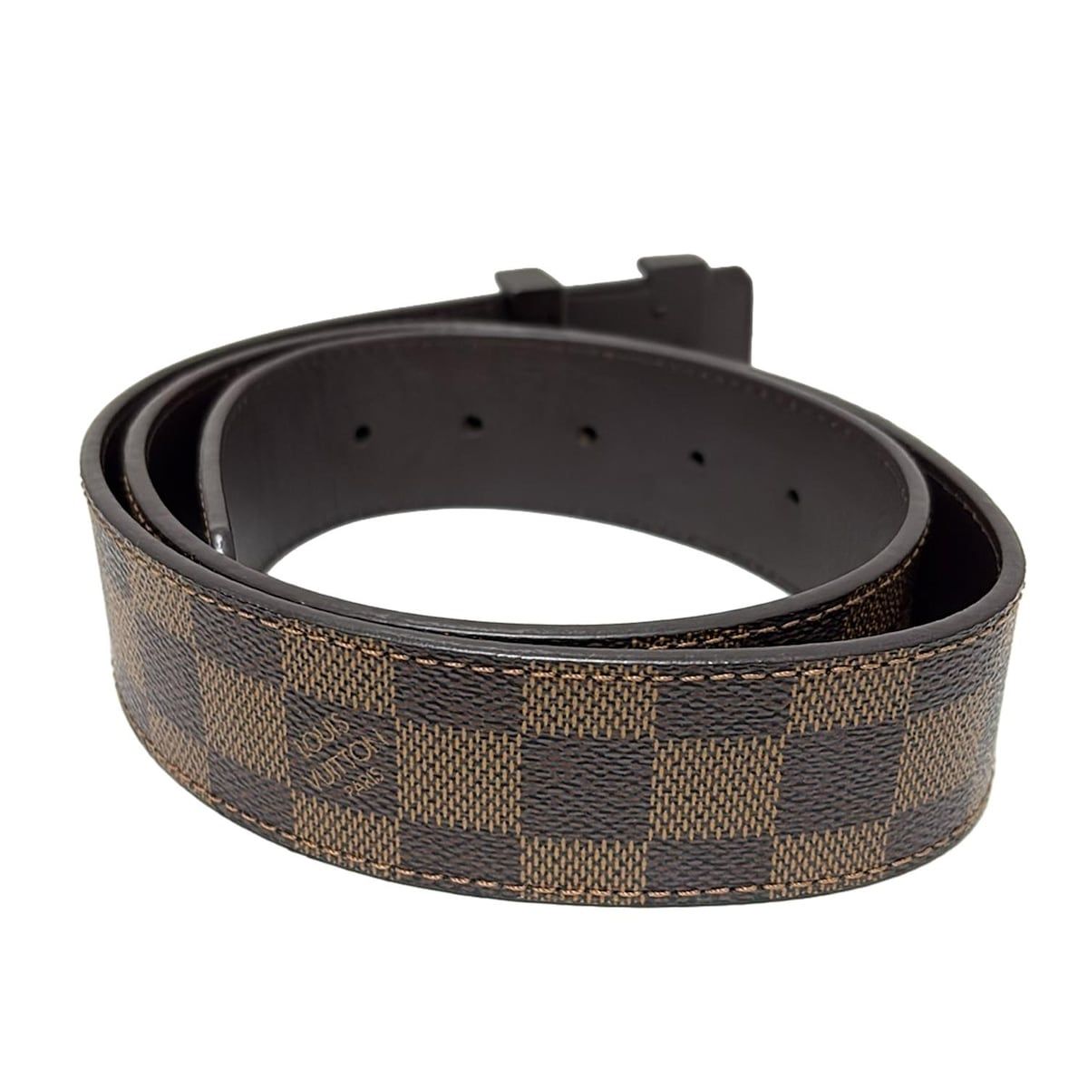 LOUIS VUITTON ルイヴィトン ベルト ダミエ 85 34 サンチュール LV イニシアル 40 MM M 9807 ダークブラウン×ライトブラウン