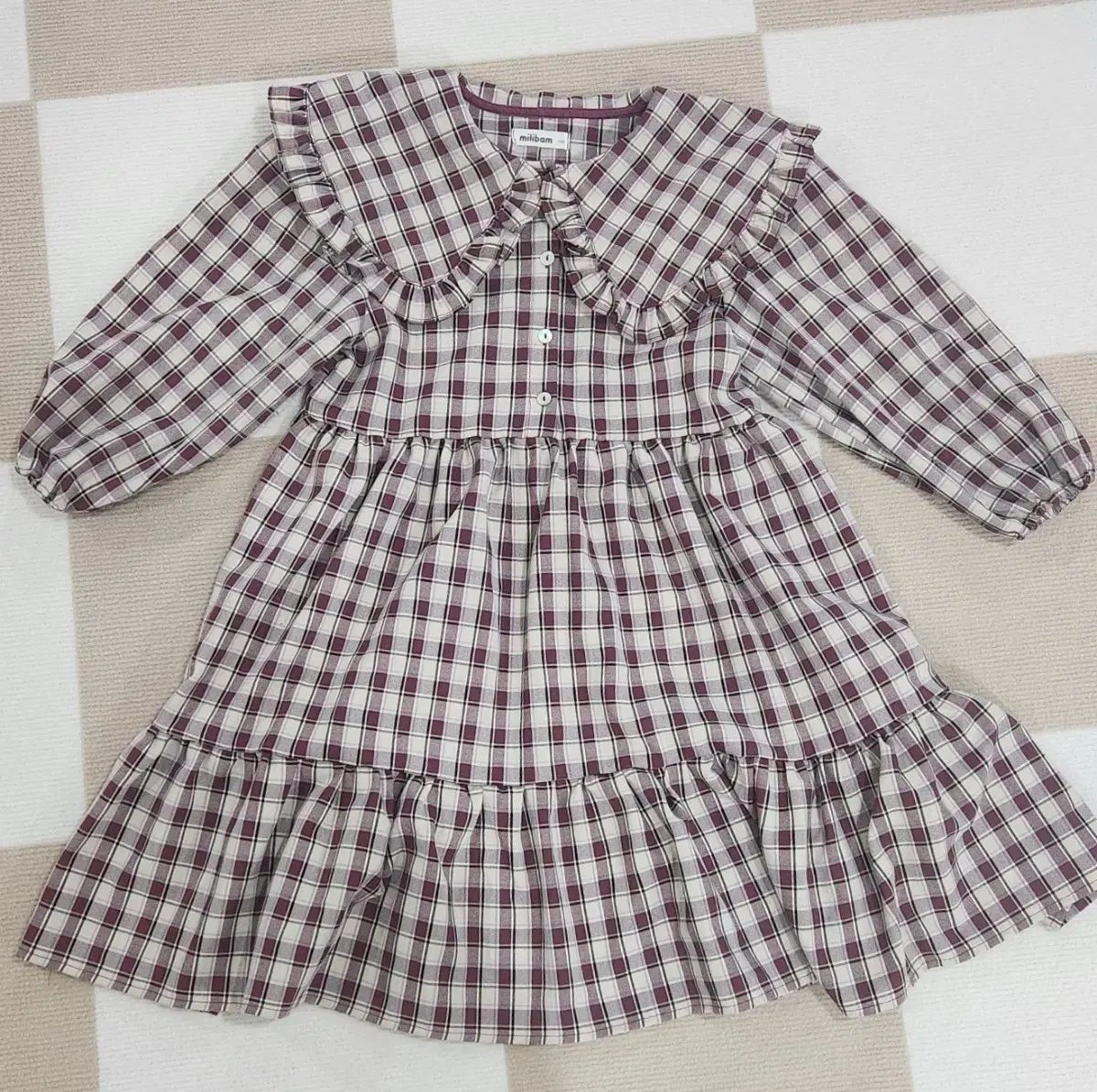 ミリバン 140 (実130程度) チェック ワンピース