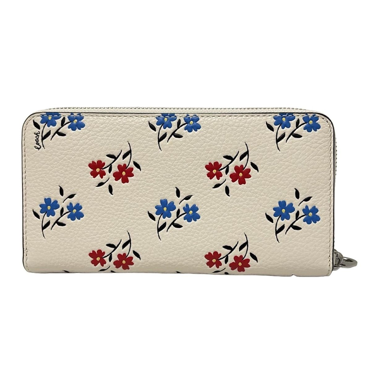 COACH コーチ 長財布 CT 919 アイボリー レッド マルチ レザー