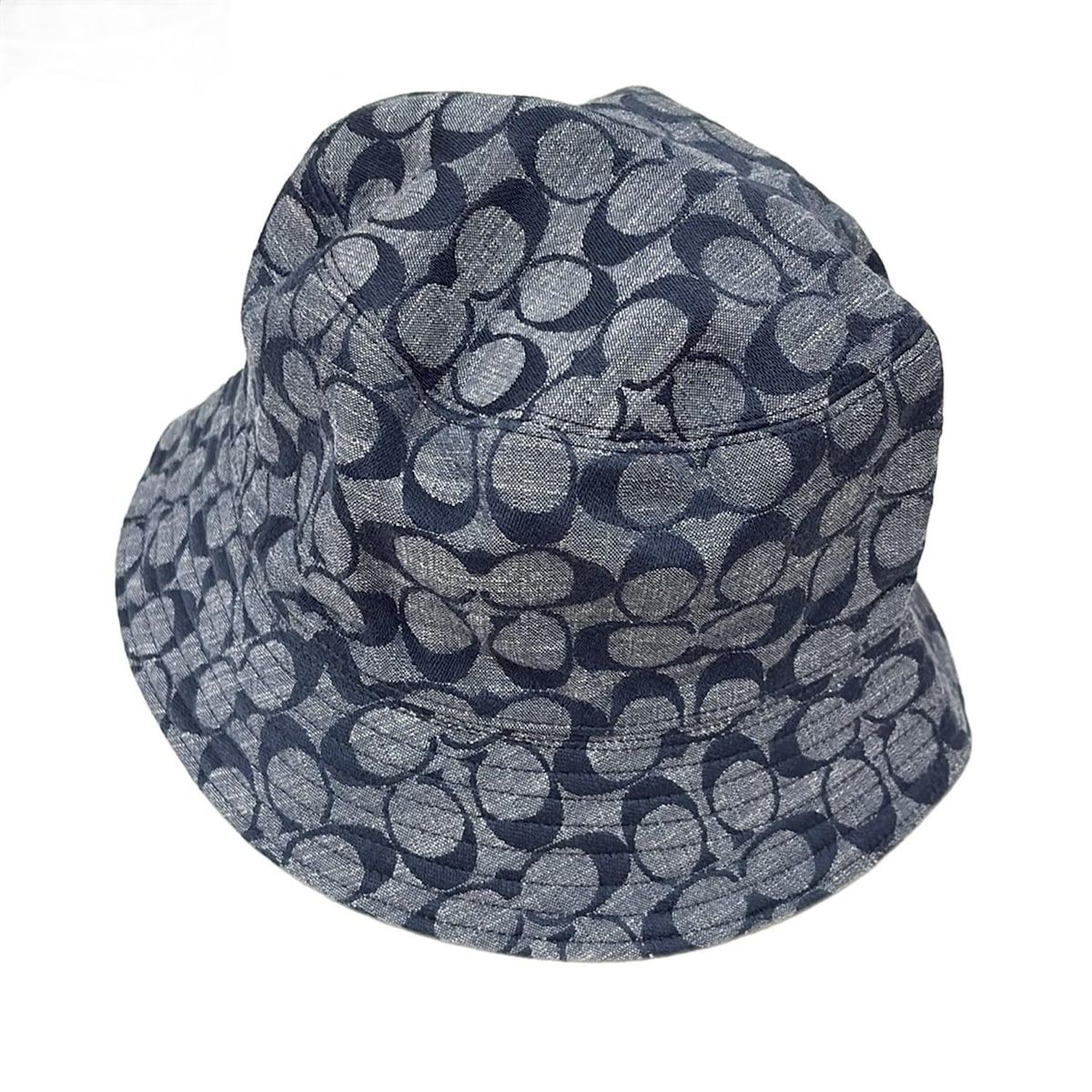 COACH コーチ ハット 56 60 ライトグレー ダークネイビー シグネチャー柄 コットン