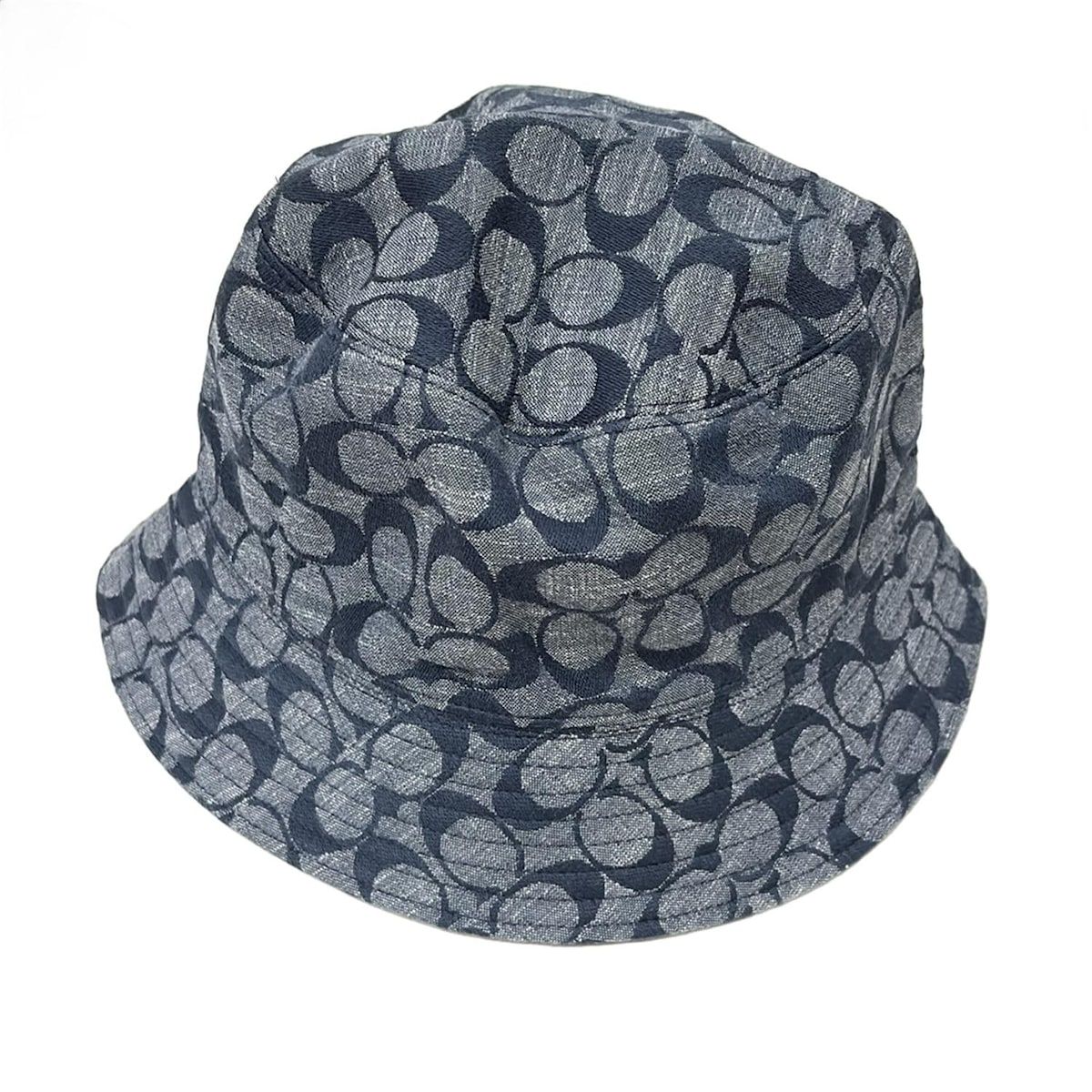 COACH コーチ ハット 56 60 ライトグレー ダークネイビー シグネチャー柄 コットン