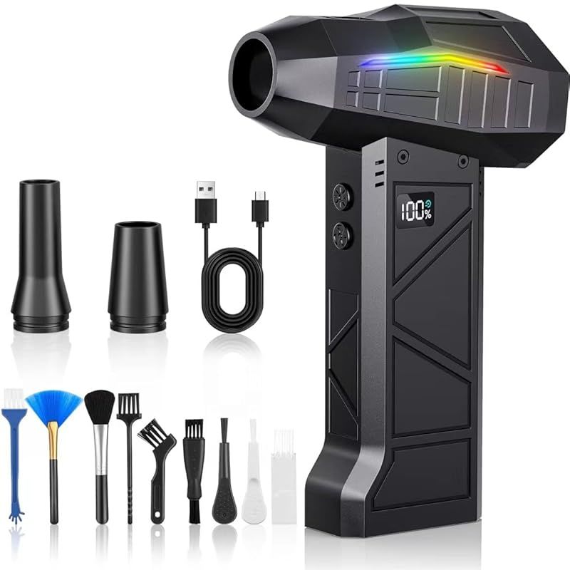 101 m sを超える圧倒的な風速 エアダスター 電動エアダスター ブロワー 洗車 ブロアー 充電式 マッハ級の風速 ダブルLEDで強力照射 電量 風速ディスプレイ10000 mAh大容量バッテリー 4段階風量調整 小型で強力多用途 PC 1