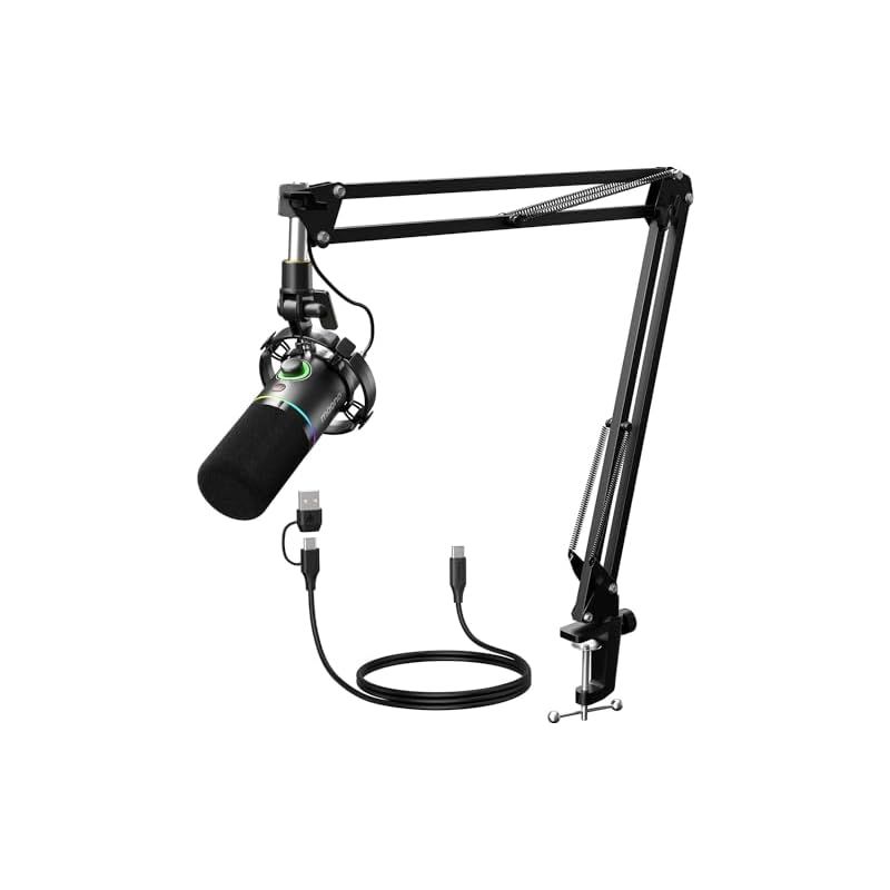 MAONO ゲーミングマイク USB XLR接続 ダイナミックマイク ソフトウェア付属 単一指向性PCマイク ミュートボタン ボリューム調整 RGBライティング付き PC PS 4 5 オーディオミキサー対応 ゲーム実況 ライブ配信 ポッドキャスト ナレ