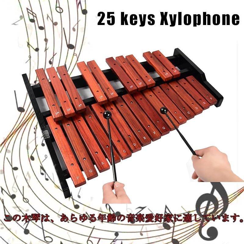 Enhong 25音 木琴 卓上木琴 パーカッション 2本マレット付き 本体 0