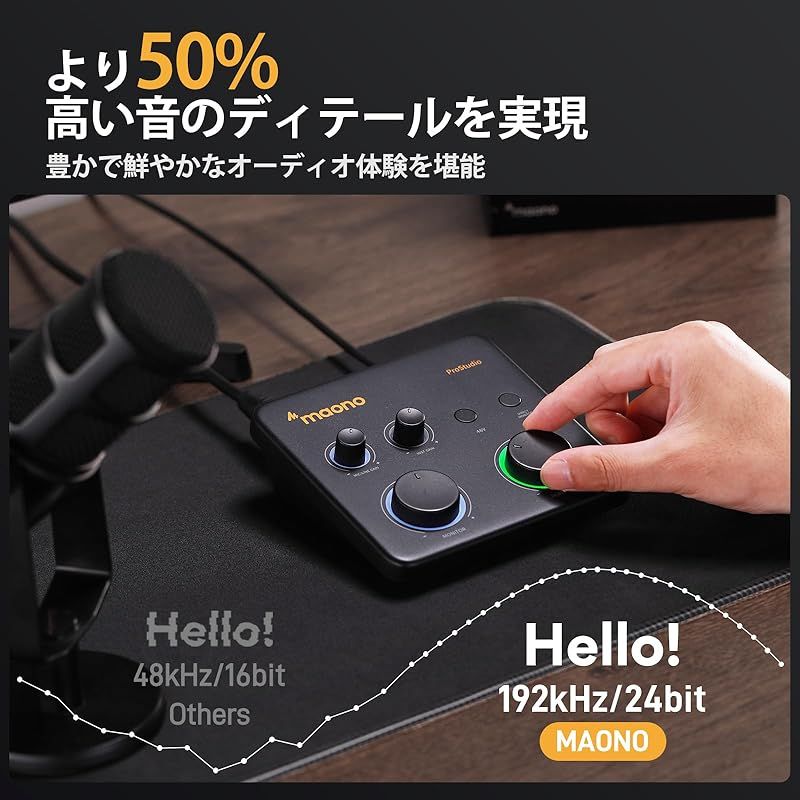 MAONO オーディオインターフェース オーディオミキサー XLR入力 ルーティング DAW 楽器 パソコン スマホ ヘッドホン対応 音楽制作 ホームスタジオ 配信 ポッドキャスト インターフェース 小型 ポータブル一 USBオーディオインターフェース PS 2