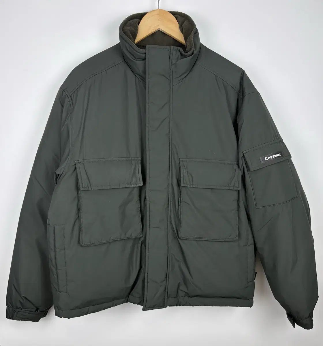COVERNAT カーキ ポケット ダックダウン ショート パーカ アウター