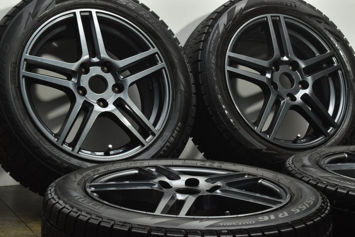 バリ溝 ユーロデザイン 16 in 6 5 J 54 PCD 112 ピレリ アイスアシンメトリコ 195 55 R MINI ミニクーパー F 56 57