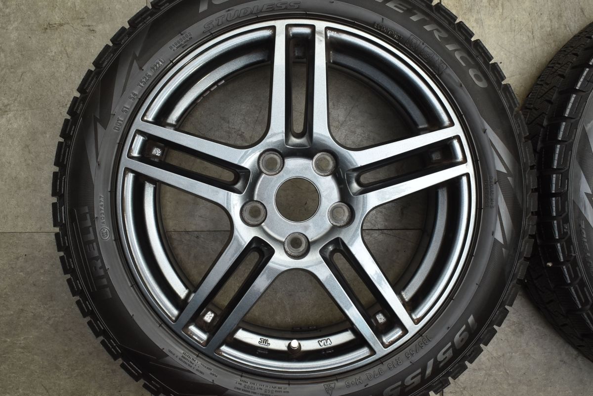  バリ溝 ユーロデザイン 16 in 6 5 J 54 PCD 112 ピレリ アイスアシンメトリコ 195 55 R MINI ミニクーパー F 56 57 16インチ タイヤ ホイールセット