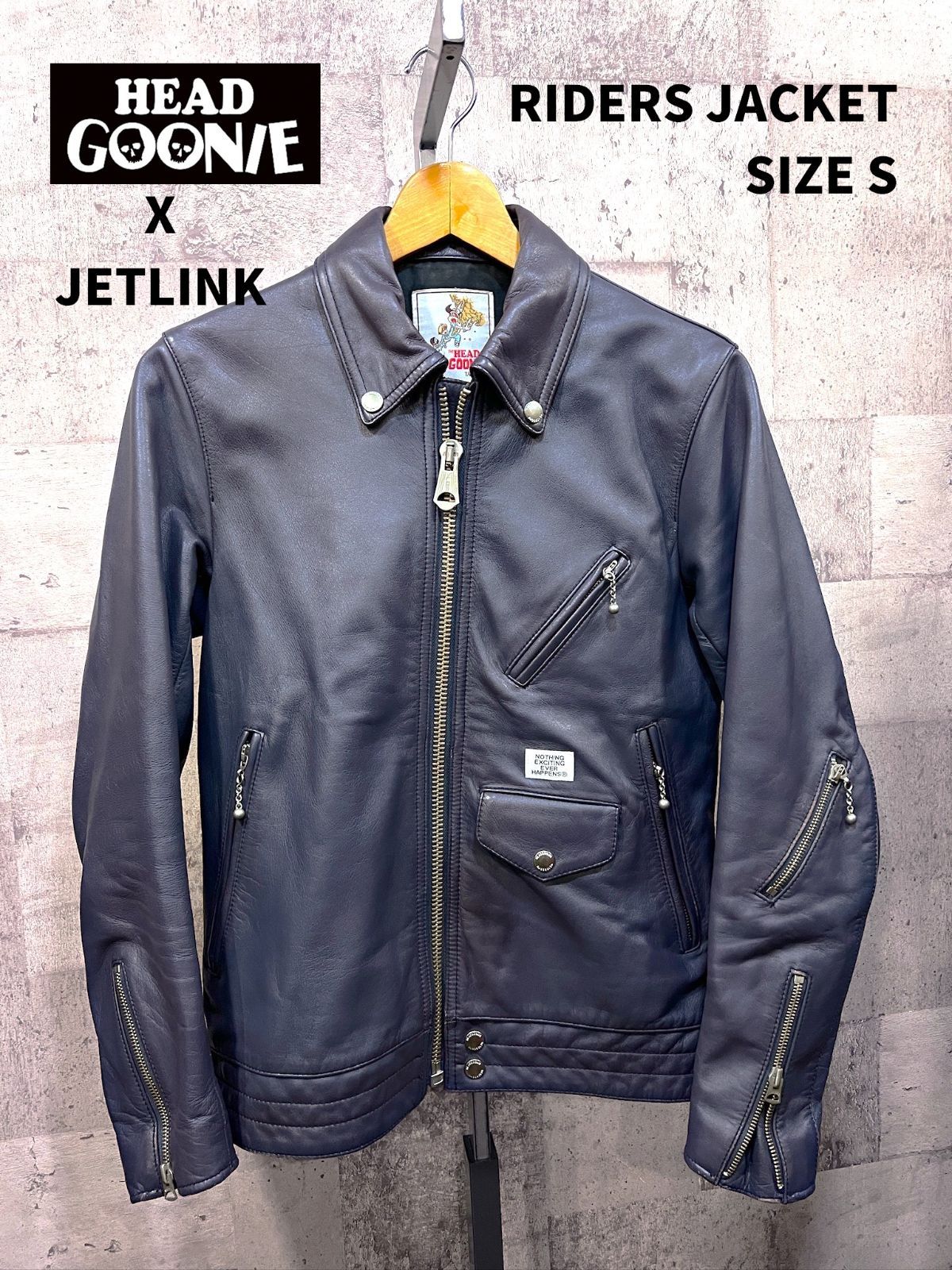 定価12万 THE HEAD GOONIE X JETLINK レザー ライダースジャケット S ヘッドグーニー シングル