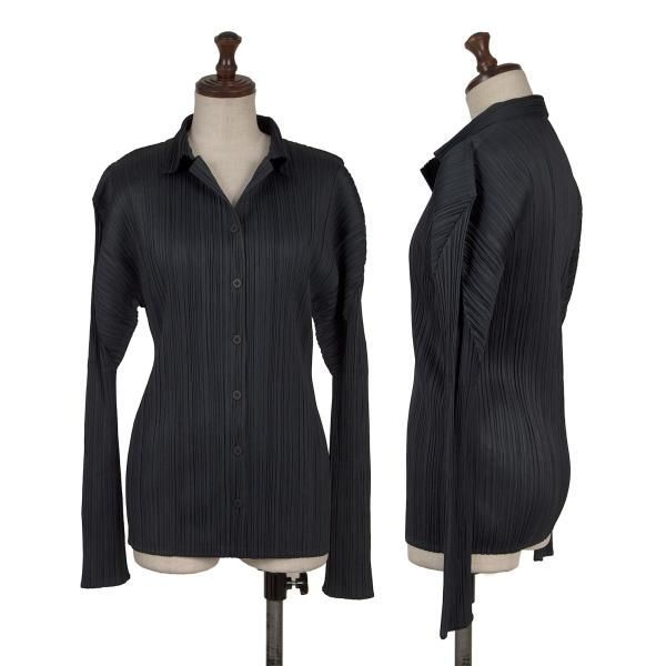 プリーツプリーズPLEATS PLEASE プリーツシャツジャケット 紺4 - メルカリ