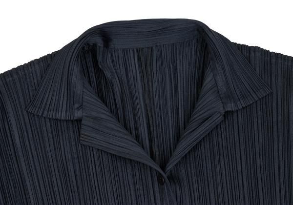 プリーツプリーズPLEATS PLEASE プリーツシャツジャケット 紺4 - メルカリ