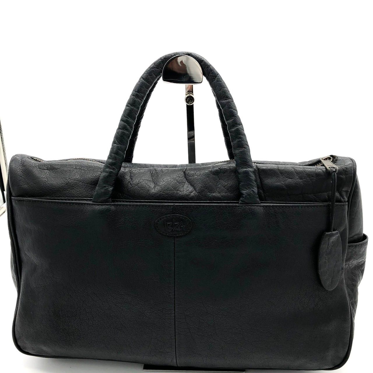 IBIZA イビザ 美品 トートバッグ 黒 ブラック レザー ラフィア編込み