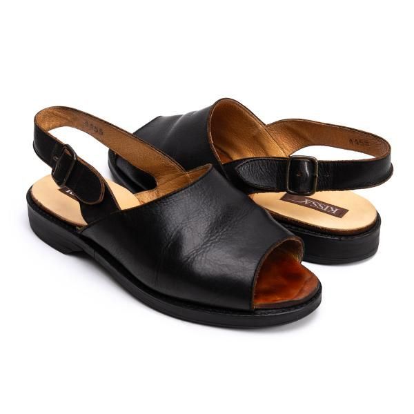 キサKISSA レザーオープントゥサンダル 黒24位 - メルカリ