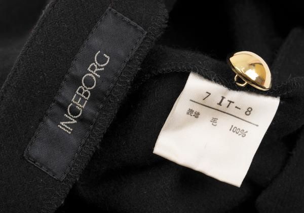 インゲボルグINGEBORG ウールリボン装飾金ボタンノーカラージャケット