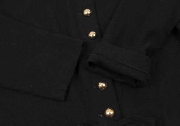 インゲボルグINGEBORG ウールリボン装飾金ボタンノーカラージャケット