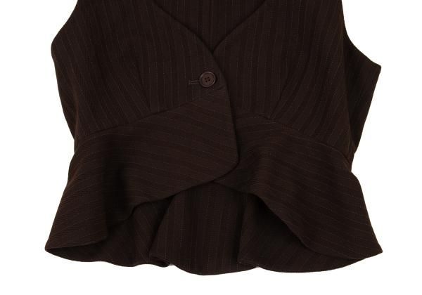 ロメオジリROMEO GIGLI ポリウールストライプフリルストレッチレベスト