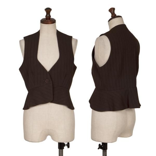 ロメオジリROMEO GIGLI ポリウールストライプフリルストレッチレベスト