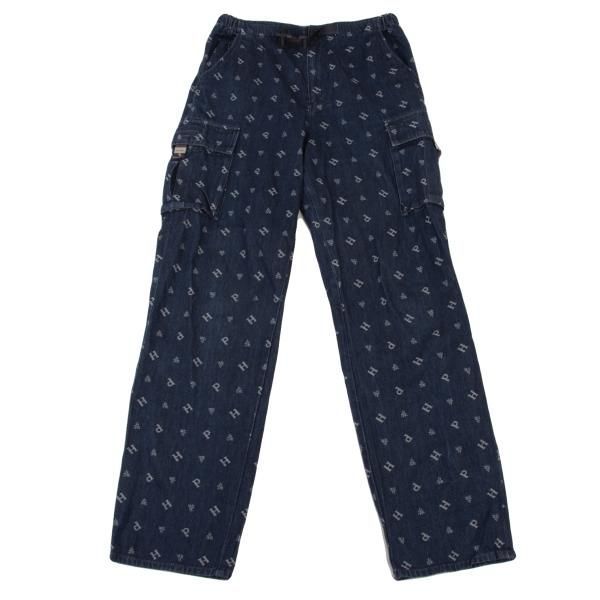 ピンクハウスPINK HOUSE PH総柄デザインベルトカーゴパンツ インディゴ