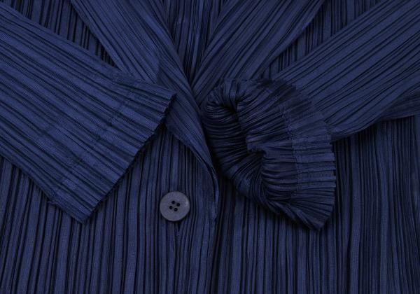 【未使用に近い】PLEATS PLEASE　ダークブルー ジャケット プリーツプリーズPLEATS PLEASE 二重ラペルプリーツジャケット 紺4