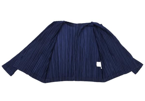 プリーツプリーズPLEATS PLEASE 二重ラペルプリーツジャケット 紺4