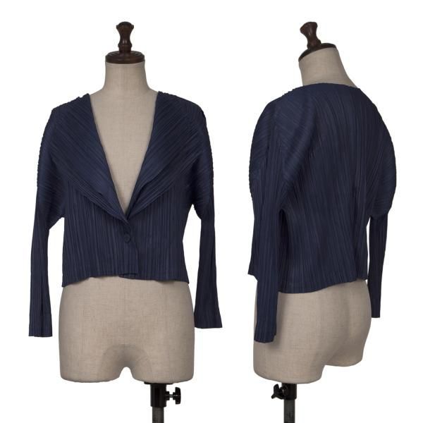 プリーツプリーズPLEATS PLEASE 二重ラペルプリーツジャケット 紺4