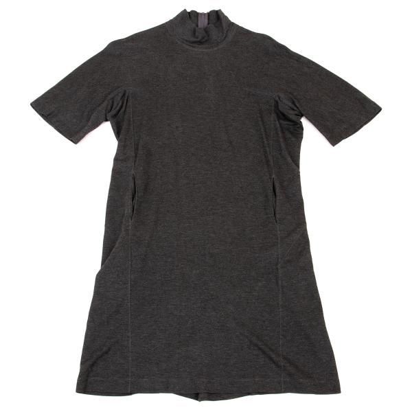 【美品】ハート イッセイミヤケ シャツワンピース チャコールグレー 美品】ハート イッセイミヤケ シャツワンピース チャコールグレー 美品