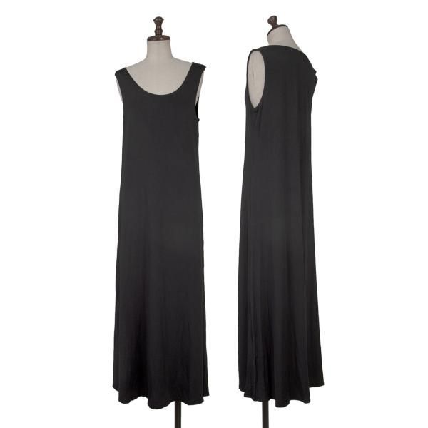 イッセイミヤケISSEY MIYAKE ストレッチノースリーブワンピース 黒M