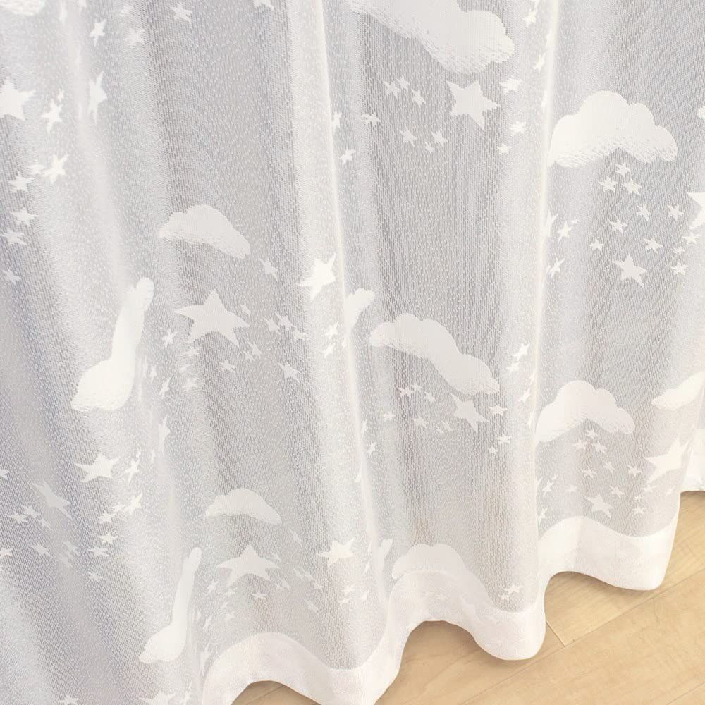 柄 レースカーテン 2枚組 (ミラー 星雲 UVカット ウォッシャブル) (巾100cm×丈133cm)