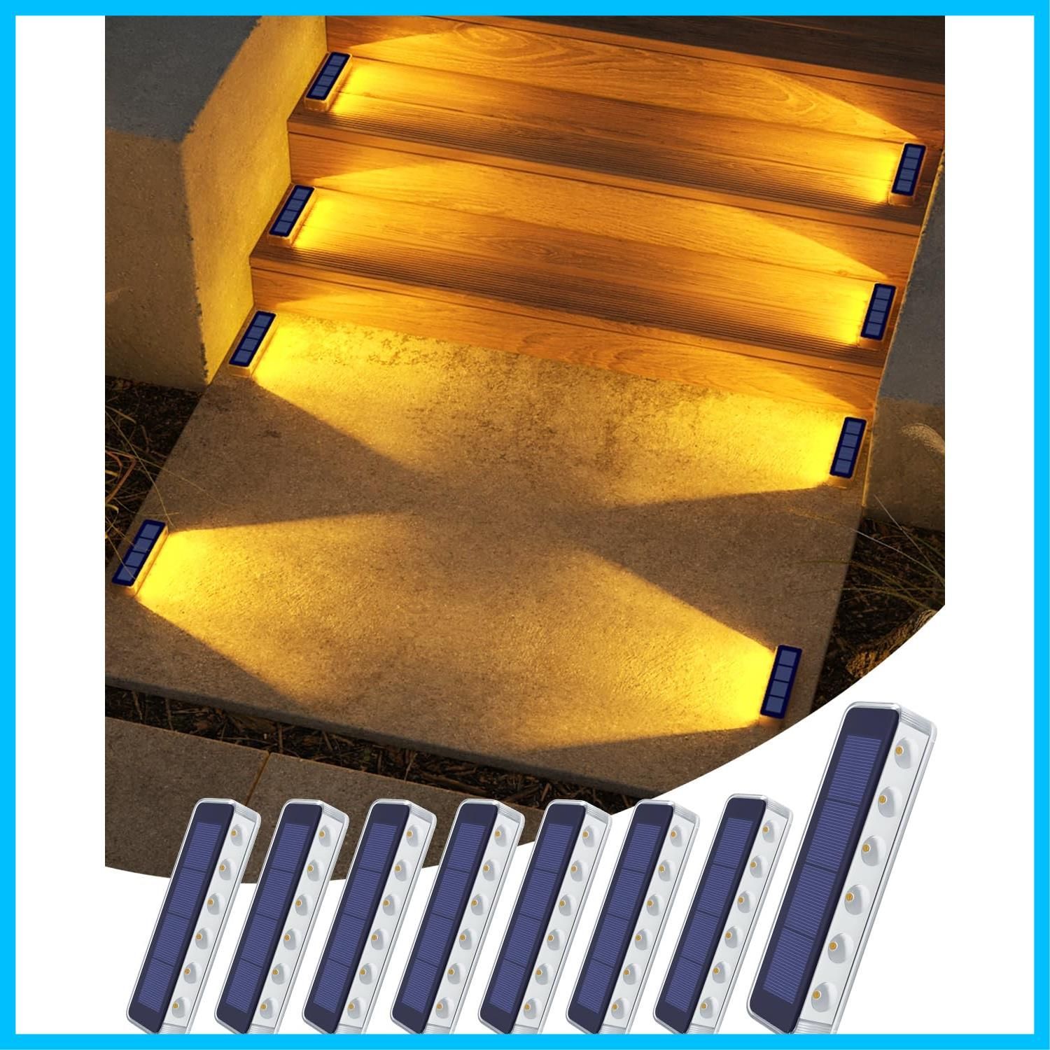 数量 玄関 庭 階段ライト 歩道 LED 暖色 ガーデンライト 通路 自動点灯|消灯 太陽光充電 駐車場 屋外 ソーラーライト 1000 mAh大容量電池 用 セット IP 68防水 DetarZinLED