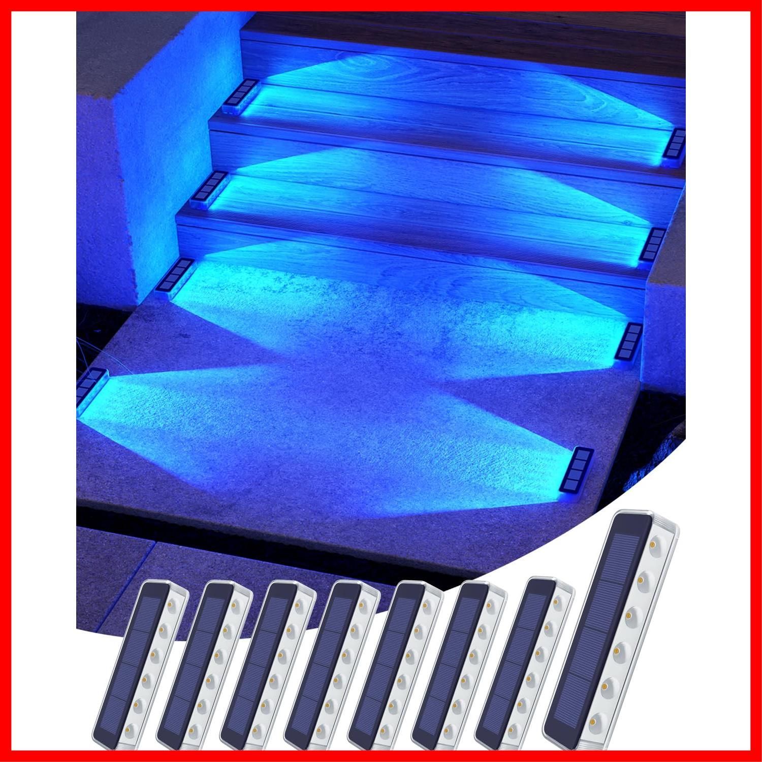 数量 太陽光充電 自動点灯 消灯 ガーデンライト 屋外 ブルー LED ソーラーライト 階段ライト 庭 1000 mAh大容量電池 玄関 歩道 IP 68防水 通路 駐車場 DetarZinLED 用 セット